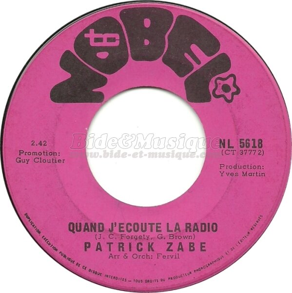 Patrick Zabé - Quand j'écoute la radio